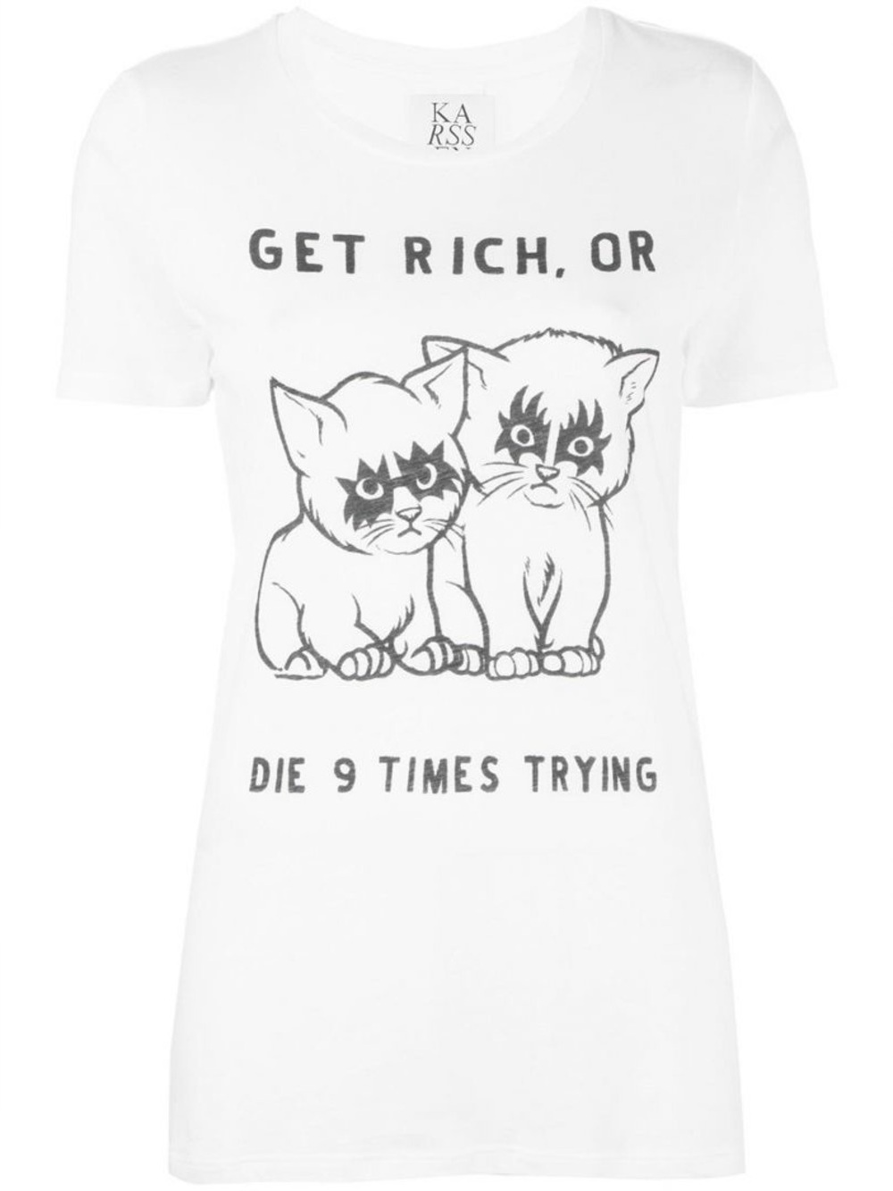 NWT Zoe Karssen Cotton Modal Soft Tee T Shirt KISS Cat White Sz XS